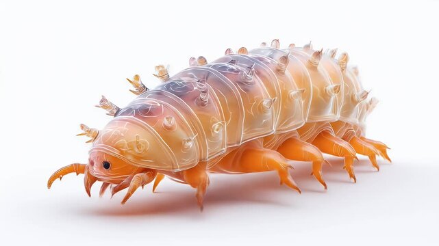 Close-up of a Colorful Isopod on White Background.
