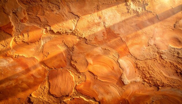 マットなテラコッタと暖かいクレイの質感背景 自然光と穏やかな表面