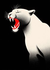 Black panther roars fiercely in the dark minimalist art - ai generated