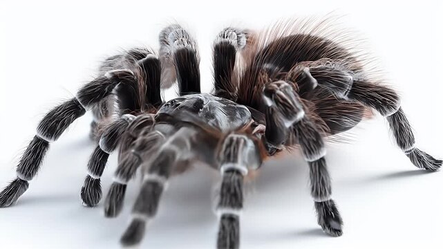 Close-up of a Tarantula Spider on White Background.