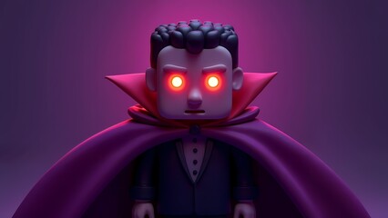 Naklejka premium A close-up of a Lego vampire with glowing red eyes.