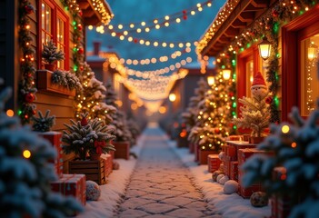 Fototapeta premium vibrant holiday lights festive decorations glowing ornaments sparkling atmosphere winter celebration, fairylights, color, sparkle, festivity, shine, wreath