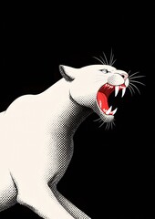 Black panther roars fiercely in the dark minimalist art - ai generated