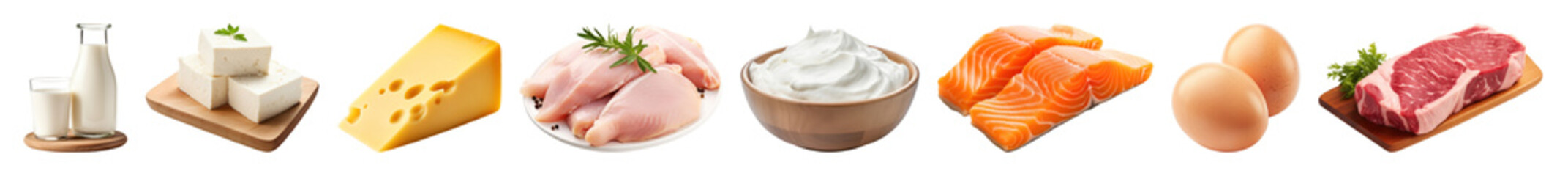 PNG Assorted protein-rich food items, element set on transparent background