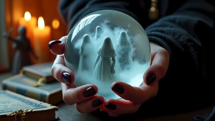 A close-up shot of a woman's hands holding a snow globe.