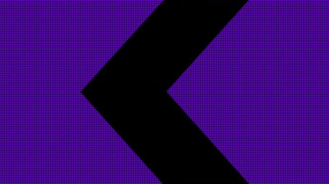 left turn chevron arrow, construction or road safety markings down arrows on a horizontal video digital LED signage LCD display board 4K animation with digital scoreboard texture effect