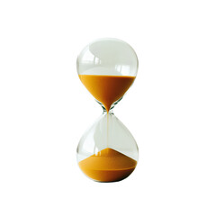 Clear Glass Hourglass With Orange Sand Flowing Against A Transparent Background