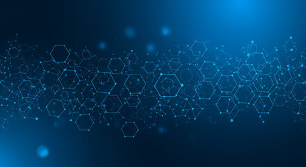 Abstract digital network background with connected lines and dots on blue