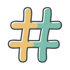Colorful hashtag symbol vector graphic for social media and design