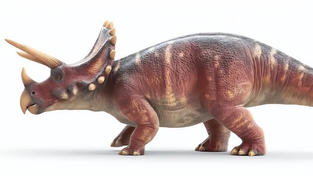 Realistic 3D Render of a Triceratops Dinosaur on White.