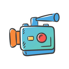 Hand drawn vector video camera illustration icon symbol