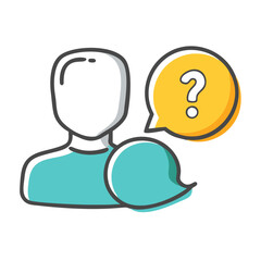 Vector illustration of user question icon and chat bubble