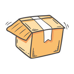 Open cardboard shipping box vector illustration icon