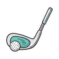 Vector golf club and ball illustration scalable graphic design