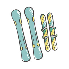Vector illustration of two pairs of skis for winter sports