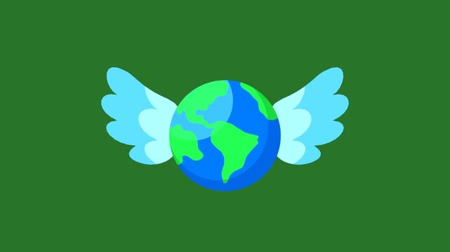 Planet Earth with Wings Symbolizing Freedom, Ecology, and Globalization

