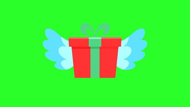 Flying Gift Box with Wings for Fast Delivery and Surprise Concept
