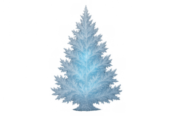 Frozen christmas tree glowing with a mystical blue light, ideal for winter decor, holiday celebrations, and magical fantasy themes