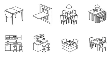 dining room furniture isometric illustrations of dining room sets for interior design visualization family meal home decor perfect for blogs and ads