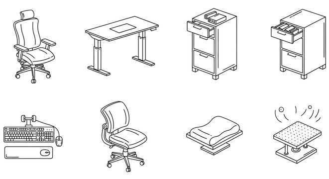 ergonomic office setup chair desk footrest and keyboard for workplace comfort and enhanced productivity to promote a healthy supportive workspace