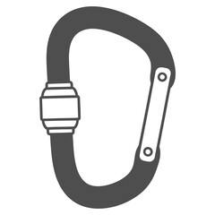 black and white silhouette of a vector carabiner icon on a white background