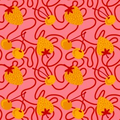 Summer fruits seamless strawberries pattern for wrapping paper and fabrics and kids clothes print and fashion textiles