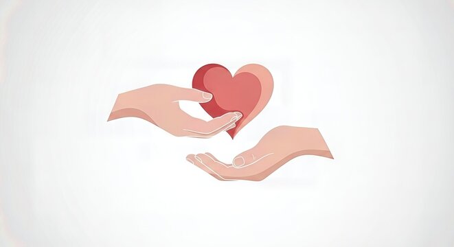 Human hands gently offering a warm red heart to another open hand showing kindness and deep emotional connection with compassion and care - Powered by Adobe