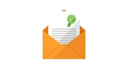 Award winning letter emerges from vibrant orange envelope with green seal