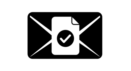 Successful email communication confirmed with digital document verification icon