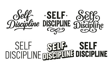 Harmonious Lettering Variations. Self-discipline. Set lettering. harmonious lettering variations of the same emblematic concept, each with different artistic