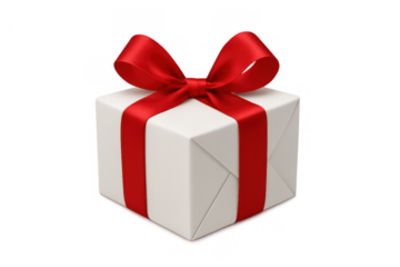 Gift box with red ribbon bow, celebrating special occasion, giving holiday surprise, present on transparent background