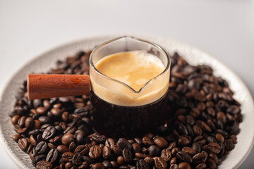coffee, espresso, breakfast, refreshing, caffeine, awake, energy, energy drink, foam, coffee beans, close-up, cup