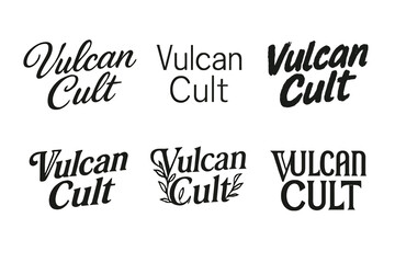 Vulcan Lettering Variations. Vulcan Cult. Set lettering. harmonious lettering variations of the same emblematic concept, each with different artistic
