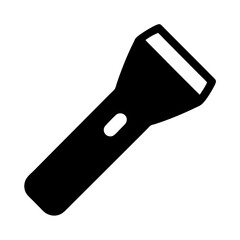 Black and white illustration of a simple handheld flashlight tool for lighting