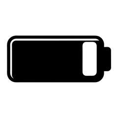 Black Battery Icon Displaying Low Energy Level on White Background
