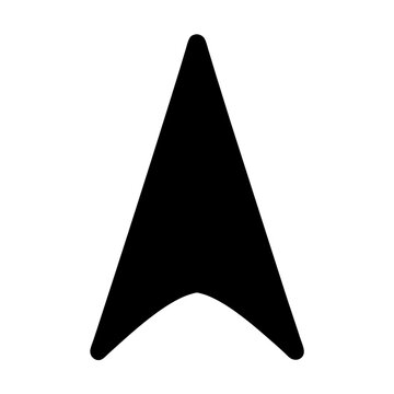 Navigation arrow icon pointing up in black color, with rounded edges