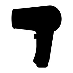 Simple minimalist black silhouette of a handheld hair dryer for styling hair