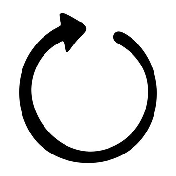 Black circular arrow with an open end, symbolizing refresh or rotation