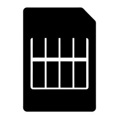 Simplified black and white SIM card icon with eight white squares