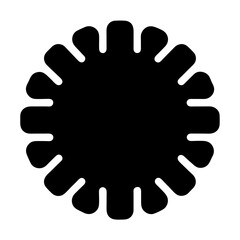 Stylized black radial shape with evenly spaced protrusions, resembling a virus