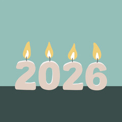 2026 numbers shaped candles vector illustration