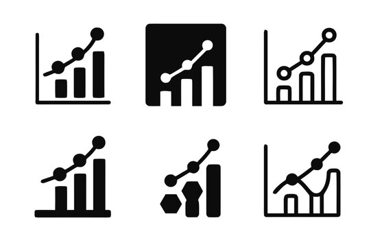 Retail Trend Logos. Retail trend graph. Set Logo of Retail trend graph: Price elasticity scatter plot. Icon set. harmonious logo variations of the same