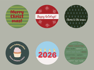 Colorful Christmas and New Year holiday badges 