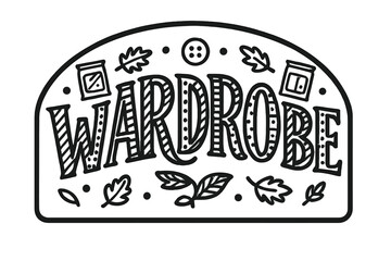 Fototapeta premium Playful Decorative Typography. Rotate Wardrobe ? Decorative Display Lettering; playful stylized glyphs with stripe/dot patterns suggesting fabric; arched