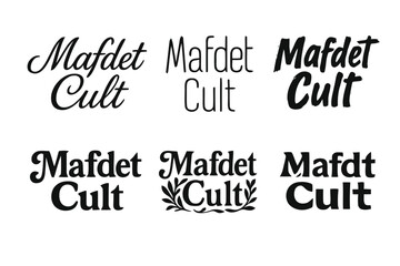 Fototapeta premium Mafdet Lettering Variations. Mafdet Cult. Set lettering. harmonious lettering variations of the same emblematic concept, each with different artistic