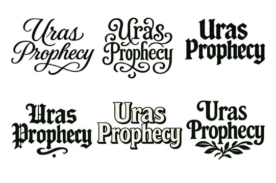 Uras Prophecy Set. Uras Prophecy. Set lettering. harmonious lettering variations of the same emblematic concept, each with different artistic interpretation