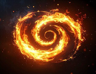 Fiery Ring of Flames on Dark Background

