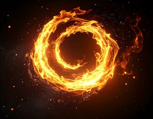 Fiery Ring of Flames on Dark Background
