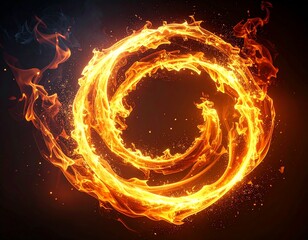 Fiery Ring of Flames on Dark Background
