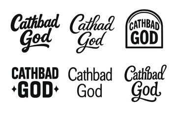 Fototapeta premium Cathbad Lettering Variations. Cathbad God. Set lettering. harmonious lettering variations of the same emblematic concept, each with different